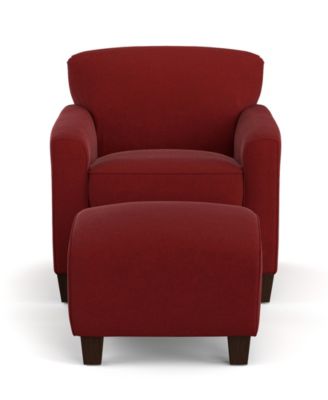 Handy Living - Leonardo Arm Chair and Ottoman in Red Microfiber