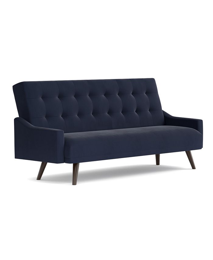 SUNDAY THEORY Oak Creek Click Clack Futon Sofa Bed in Navy Blue Velvet