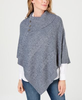 Karen Scott Asymmetric Cable-Knit Poncho Sweater, Created for Macy's ...