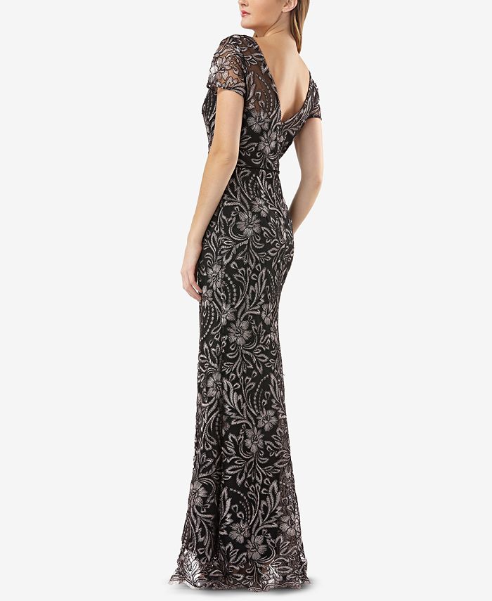 js collections floral appliqué gown