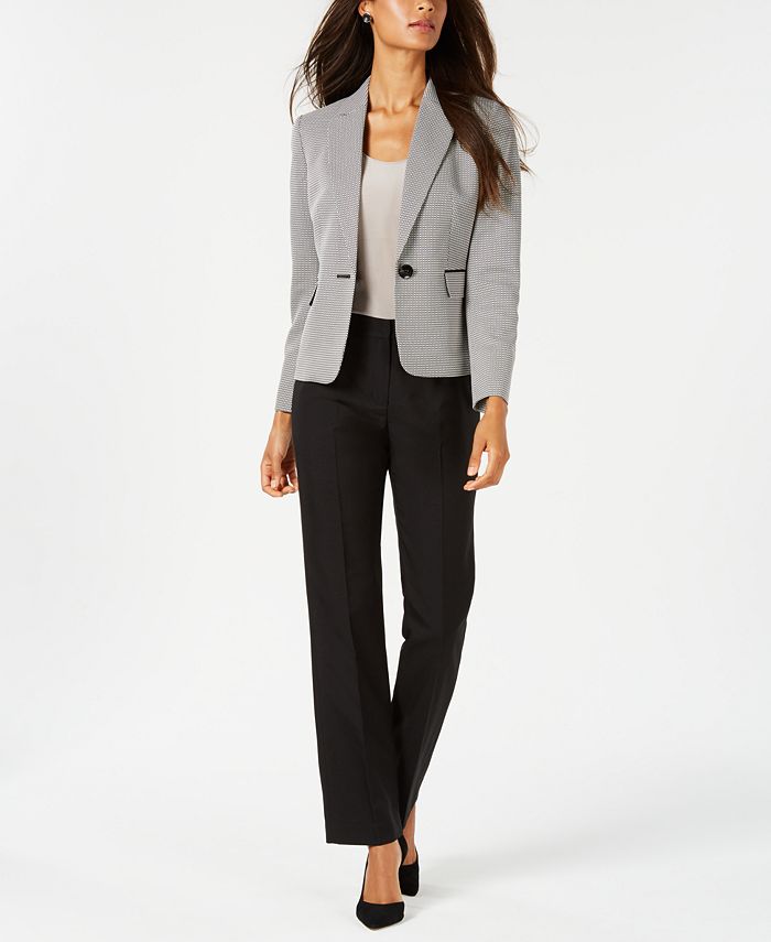 Le Suit One-Button Textured Jacket Pantsuit - Macy's