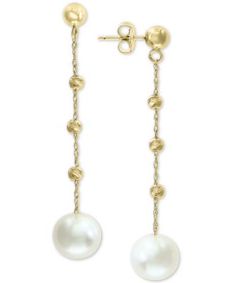 EFFY&reg; Cultured Freshwater Pearl (8mm) Beaded Drop Earrings in 14k Gold
