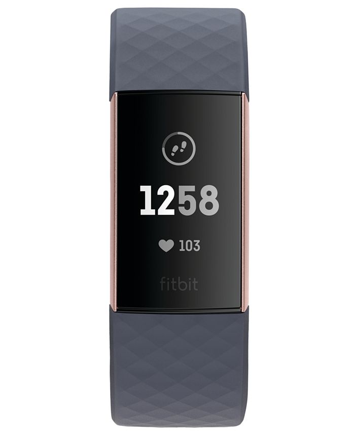 Fitbit Charge 3 Unisex Blue-Gray Elastomer Band Touchscreen Smart Watch ...