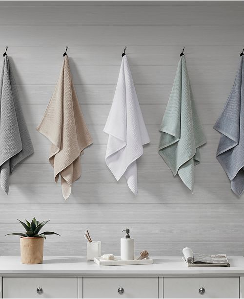 madison park spa waffle 6 piece jacquard combed cotton towel se
