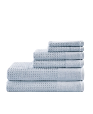 Madison Park Spa Waffle Jacquard 600 Gsm Combed Cotton 6-pc. Towel Set Bedding In Blue