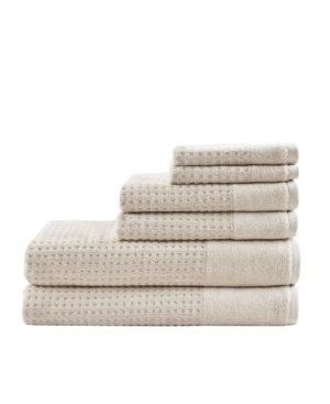 Madison Park Spa Waffle Jacquard 600 Gsm Combed Cotton 6-pc. Towel Set Bedding In Taupe