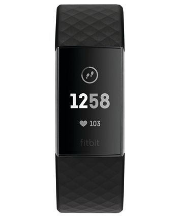 Fitbit charge 3 unisex black elastomer band touchscreen smart watch 22.7 mm sale