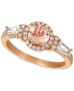 image of Le Vian Peach Morganite (1.03 ct.t.w.) and Nude Diamonds (1/3 ct.t.w.) Ring set in 14k Strawberry Gold