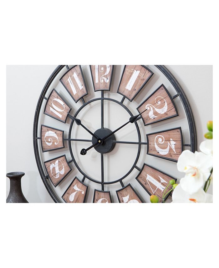 Aspire Home Accents Matthews Large Metal Wall Clock Macy's