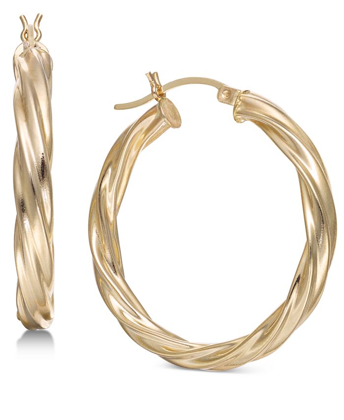 Medium Twist Hoop Earrings in 14k Gold