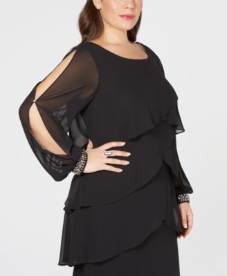 SL Fashions Plus Size Tiered Ruffled Chiffon Dress - Macy's