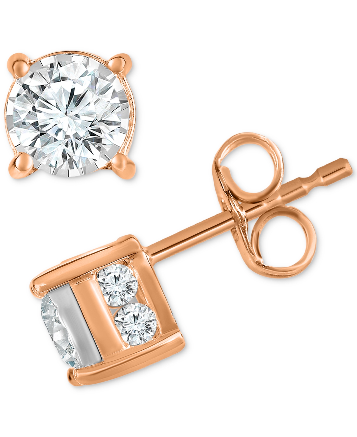 Diamond Stud Earrings (1 ct. t.w.) in 14k White, Yellow or Rose Gold - Rose Gold