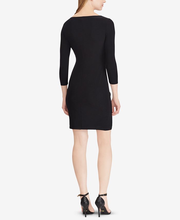Lauren Ralph Lauren Petite Shirred Two-Tone Jersey Dress - Macy's