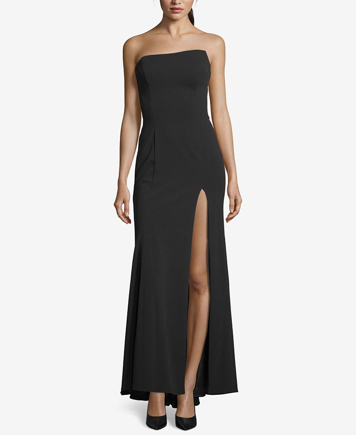 Betsy & Adam Strapless Pleated-Back Gown - Macy's