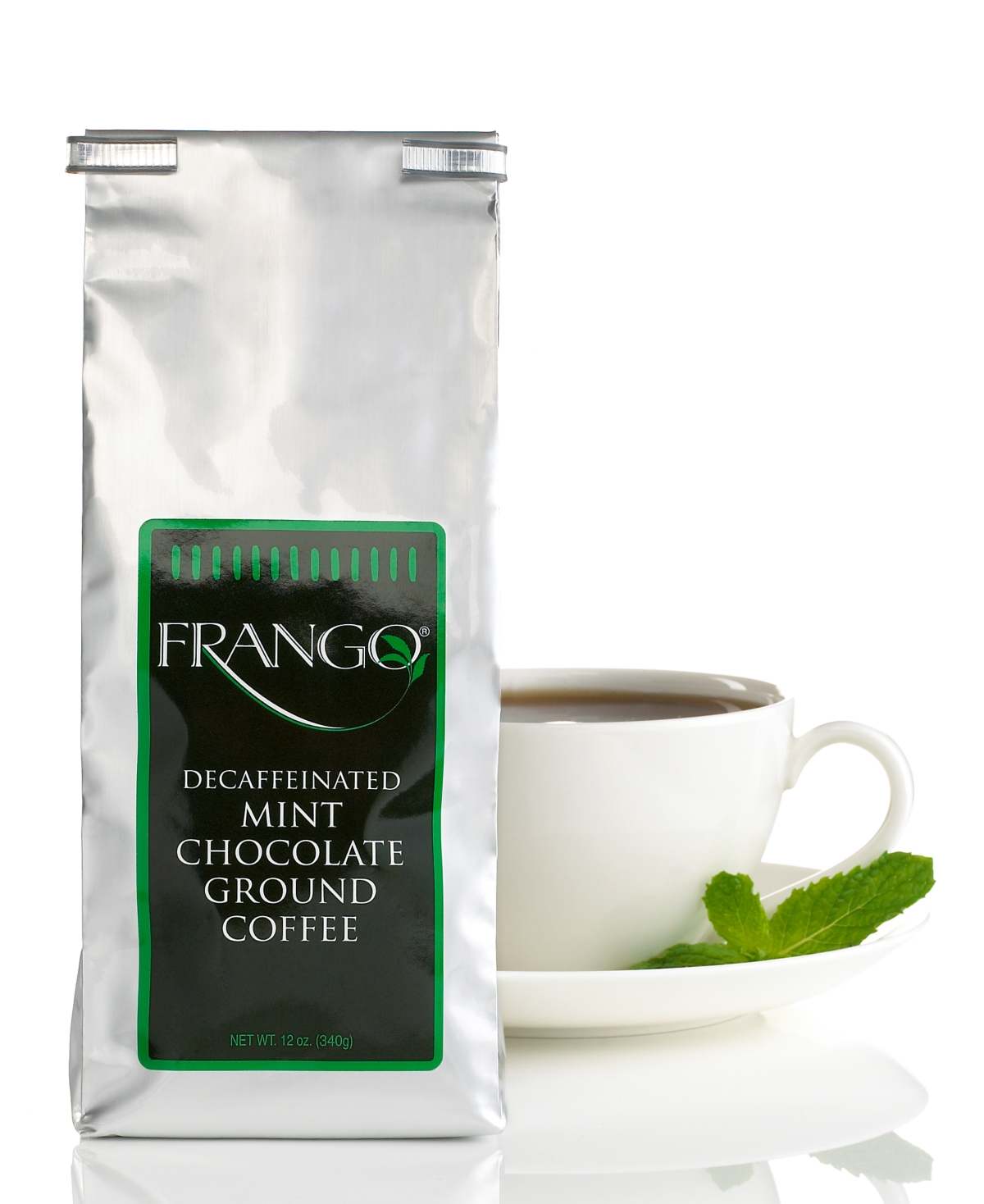 Frango Chocolates Frango Flavored Coffee, 12 oz Decaffeinated Chocolate Mint Flavored Coffee