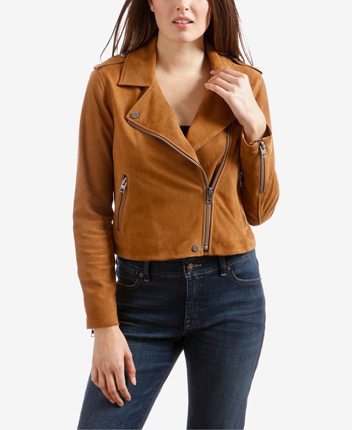 Lucky Brand Suede Motorcycle Jacket - Macy's