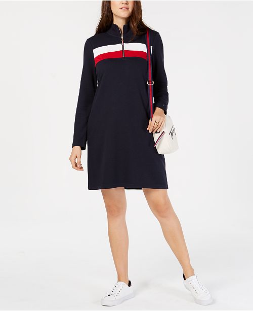 Tommy Hilfiger Colorblock Half Zip Dress Created For Macy S Reviews Dresses Women Macy S