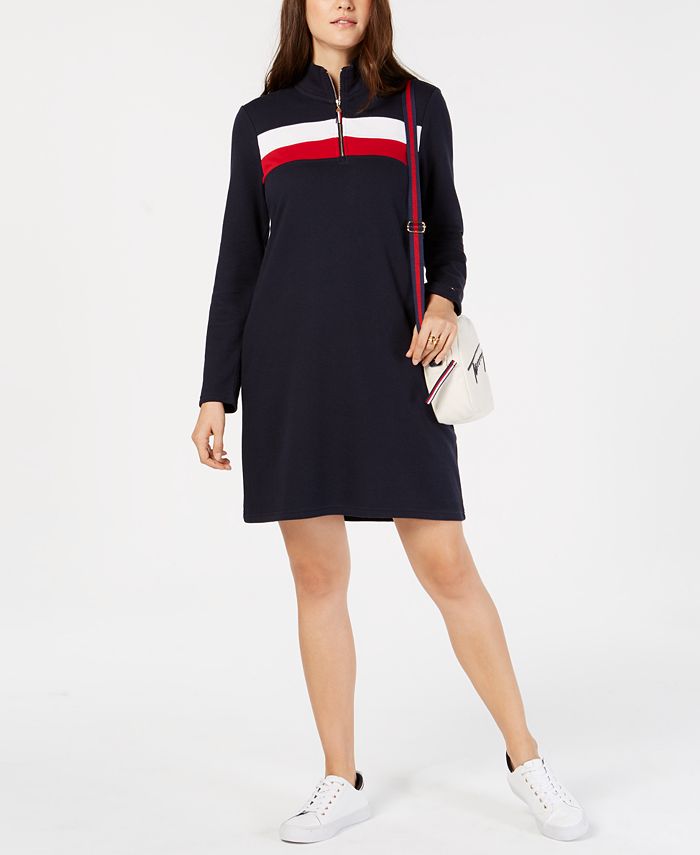 Tommy Hilfiger Colorblock Half-Zip Dress, Created for Macy's & Reviews ...
