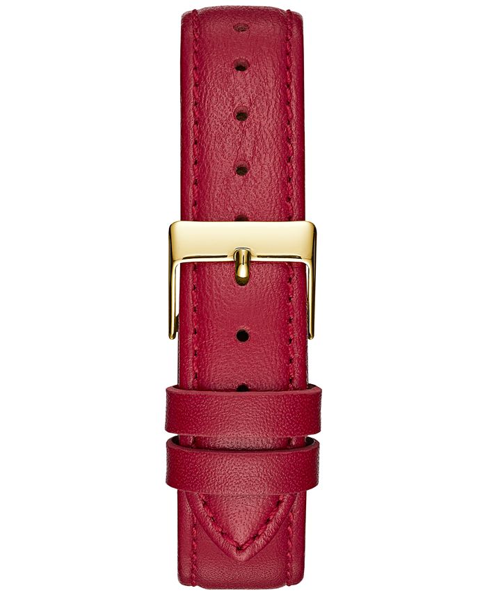 GUESS Women's Red Leather Strap Watch 38mm, Created for Macy's - Macy's