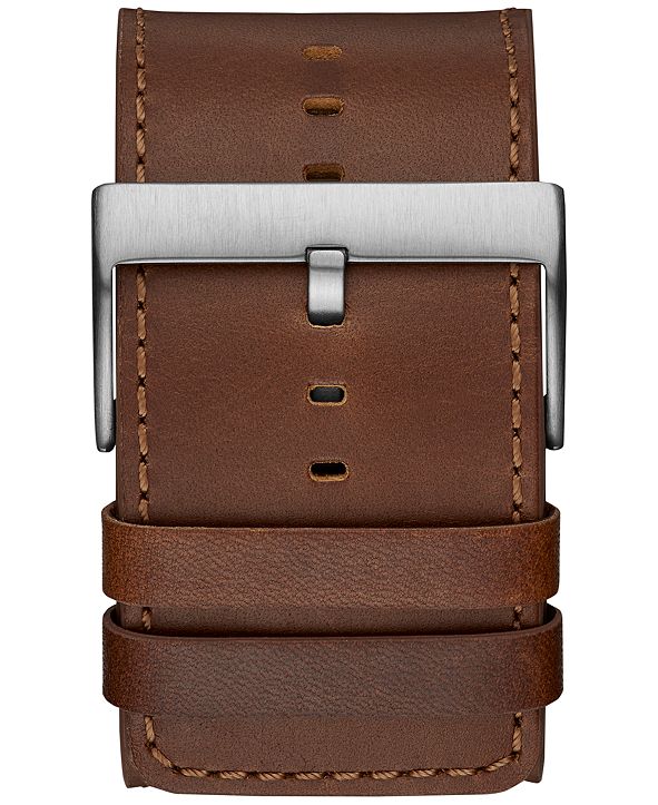 GUESS Men's Brown Leather Cuff Strap Watch 40x36.5mm & Reviews
