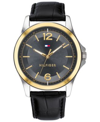 Tommy Hilfiger - Women's Black Leather Strap Watch 42mm Created for Macy's
