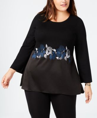 Alfani - Plus Size Embroidered Top