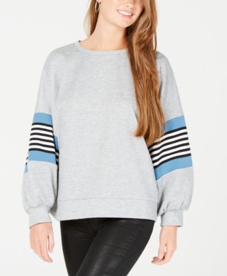 Say What? - Juniors' Striped Balloon-Sleeve Sweatshirt