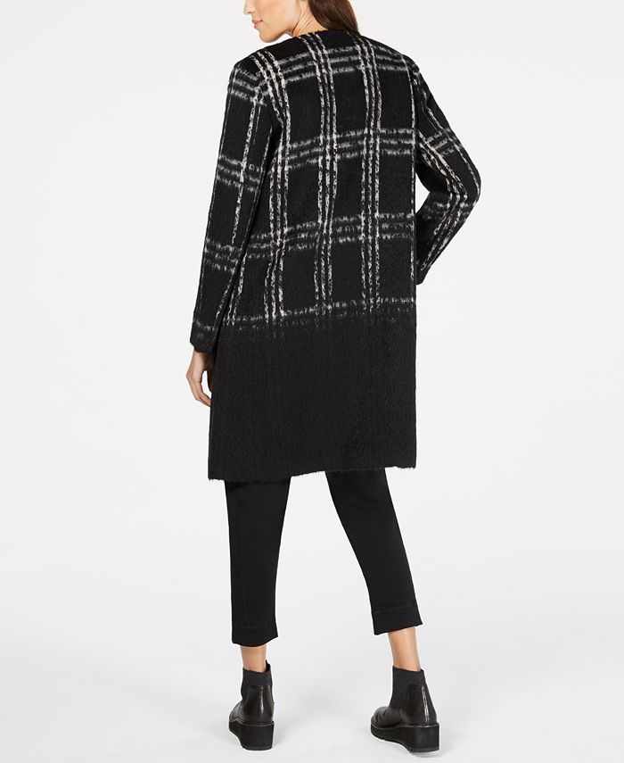 Eileen Fisher Wool Blend Plaid Ombré Long Jacket - Macy's