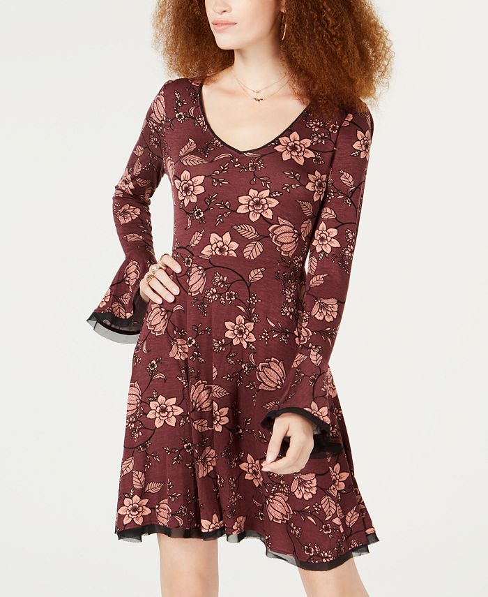 American Rag Juniors Floral Print Fit Flare Dress Created for