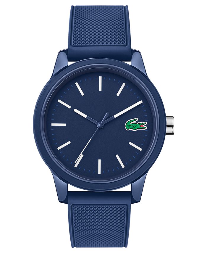 Lacoste Men's 12.12 Blue Silicone Strap Watch 42mm - Macy's