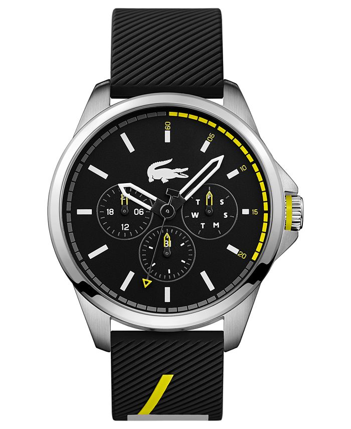 Lacoste Men's Capbreton Black Silicone Strap Watch 46mm - Macy's