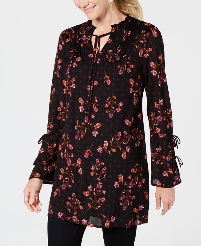 Style & Co Printed Split-Neck Tunic Top, Created for Macy's & Reviews ...