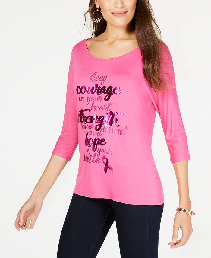 Thalia Sodi FoilPrint Breast Cancer Awareness Top, Created for Macy's Macy's