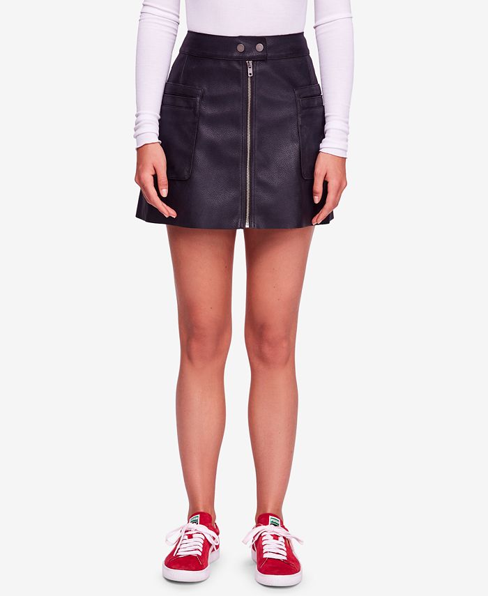Free People Faux-Leather A-Line Mini Skirt & Reviews - Skirts - Women ...