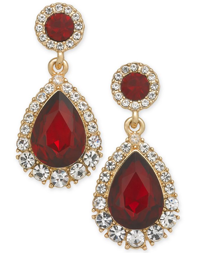 Charter Club Gold-Tone Pavé & Stone Drop Earrings, Created for Macy's ...