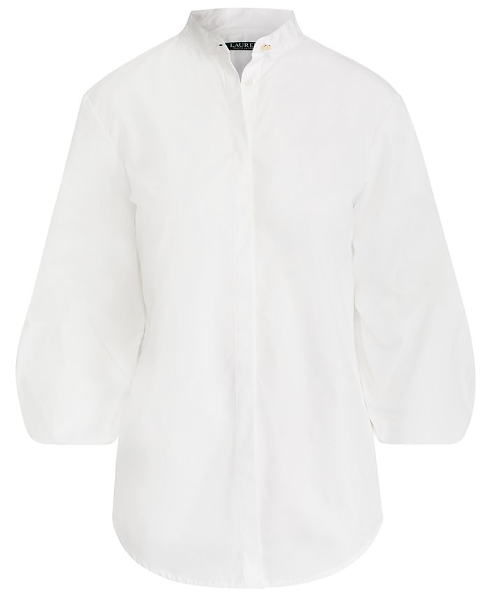 Lauren Ralph Lauren Puffed-Sleeve Cotton Shirt - Macy's