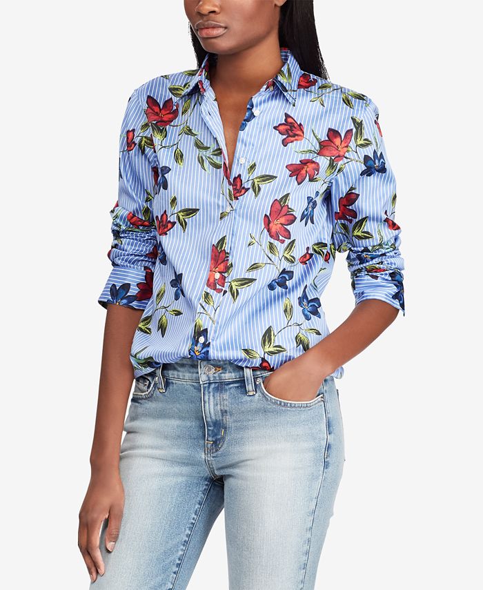 Lauren Ralph Lauren Floral-Print Cotton Shirt & Reviews - Tops - Women ...