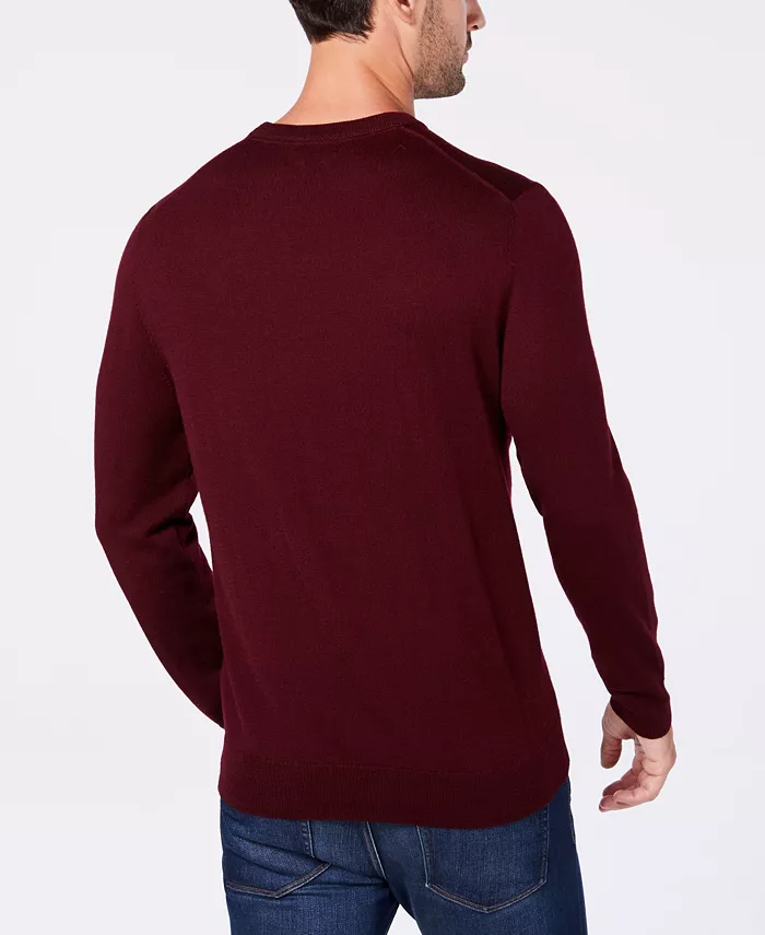 Men's Solid Crew Neck Merino Wool Blend Sweater - thumbnail 6