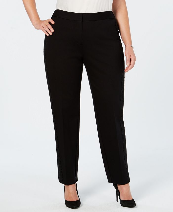 Alfani Plus Size Lace-Trim Hollywood Skinny Pants, Created for Macy's ...
