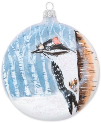VIETRI - Glass Woodpecker Disc Ornament