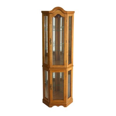 Southern Enterprises - Lighted Corner Curio Cabinet, Quick Ship