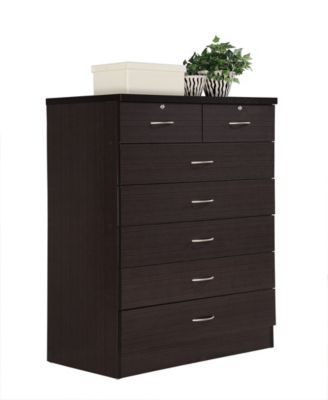 Hodedah - 7-Drawer Chest with Locks on 2-Top Drawers in Chocolate