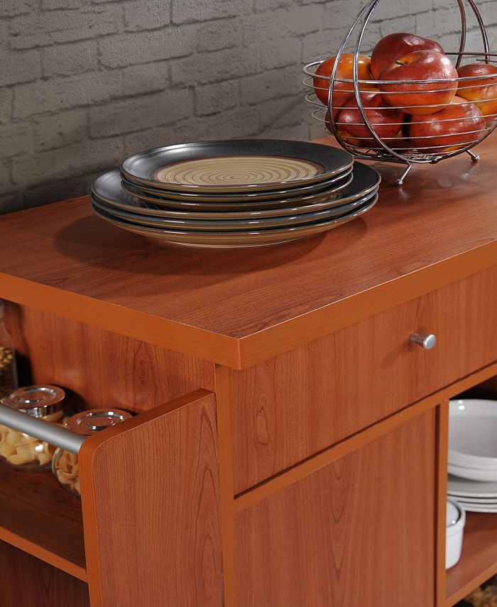 Hodedah Kitchen Island with Spice Rack plus Towel Holder in Cherry Macy's