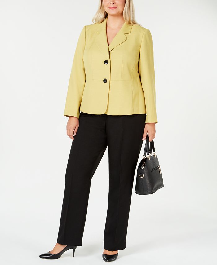 Le Suit Plus Size Two-Button Colorblocked Pantsuit - Macy's
