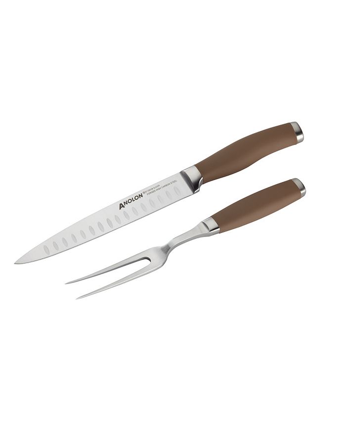 Anolon SureGrip Stainless Steel Carving Knife and Meat Fork Set Macy's