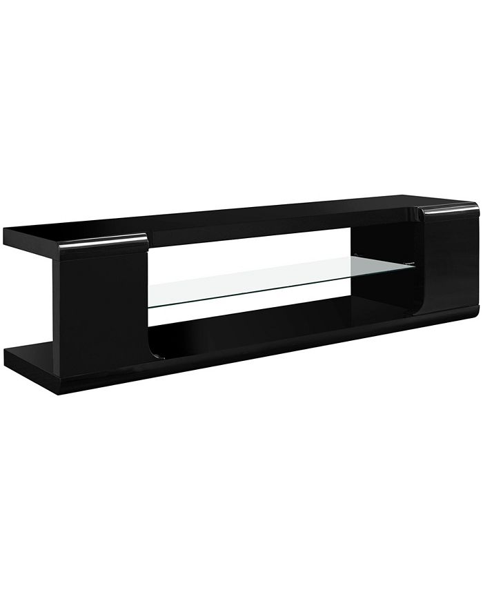 Monarch Specialties - TV Stand - 60"L High Glossy Black With Tempered Glass