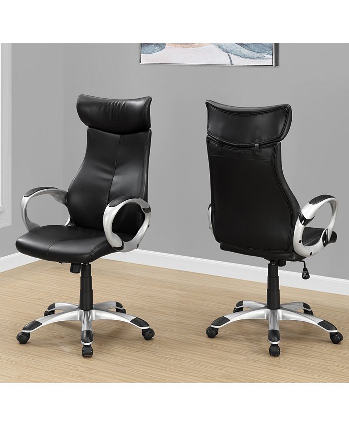 Monarch Specialties High Back Office Chair in Black Leather Macy's