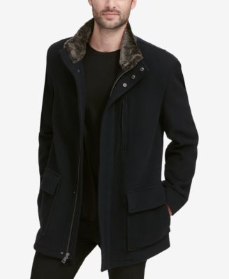 Cole Haan Men's Plush Coat with Faux-Fur Trim Macy's