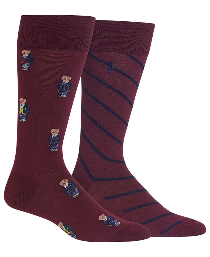 Polo Ralph Lauren Men's 2-Pk. Preppy Bears Dress Casual Socks - Macy's