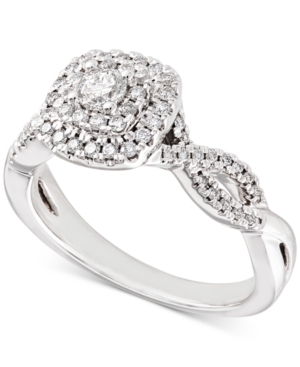 image of Diamond Double Halo Braided Engagement Ring (1/2 ct. t.w.) in 14k White Gold